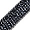 Electroplate Glass Beads, Half Plated, Faceted, Frosted, Black, 6x3mm, Hole: 1mm, about 100pcs/strand, 20 inch(52cm)