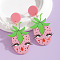 Acrylic Dangle Stud Earrings, Strawberry, 64x32mm