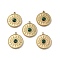 PVD Vacuum Plating 201 Stainless Steel Synthetic Malachite Pendants, Real 18K Gold Plated, Flat Round with Eye Charms, 18.5x16x4mm, Hole: 1.6mm