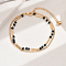 Fashionable Real 18K Gold Plated Brass Glass Double Layers Anklets for Women's Beachwear, Black, 8-1/8 inch(20.5cm)