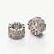 Brass Micro Pave Grade AAA Cubic Zirconia European Large Hole Beads, Column, Cadmium Free & Nickel Free & Lead Free, Real Platinum Plated, 8x4.5mm, Hole: 4mm