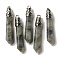 Natural Labradorite Pointed Big Pendants, Faceted Bullet Charms with Rack Plating Platinum Plated Brass Findings, 56~65x11~11.5x10~10.5mm, Hole: 4X3mm