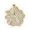 Brass Micro Pave Cubic Zirconia Pendants, Flower, Lead Free & Cadmium Free, Long-Lasting Plated, Real 18K Gold Plated, Rack Plating, Clear, 28.5x29x5.5mm, Hole: 4x3.5mm