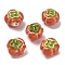 Handmade Porcelain Beads, Persimmon, Famille Rose Porcelain, Salmon, 14~15x16~16.5x11mm, Hole: 1.8mm