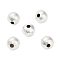 Round Brass Beads, Long-Lasting Plated, Rack Plating, Lead Free & Cadmium Free, Silver, 6x5.5mm, Hole: 1.6mm