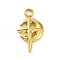 Ion Plating(IP) 304 Stainless Steel Pendant Rhinestone Settings, Moon with Cross, Real 18K Gold Plated, Fit for 0.8mm Rhinestone, 21x11x3mm, Hole: 3mm
