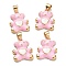 Brass Enamel Pendants, Real 18K Gold Plated, Long-Lasting Plated, Bear with Heart, Pink, 18x13.5x4mm, Hole: 5x3.5mm