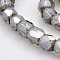 Pearl Luster Plated Glass Faceted Drum Beads Strands, Olive, 6x6x6mm, Hole: 1mm, about 71pcs/strand, 16.5 inch