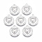 Brass Micro Pave Cubic Zirconia Pendants, Flat Round with Heart & Greek Words for Love, Nickel Free, Clear, Real Platinum Plated, 23.5x21x2.5mm, Hole: 1.8mm