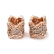 Rack Plating Brass Cubic Zirconia European Beads, Large Hole Beads, Long-Lasting Plated, Lead Free & Cadmium Free, Flower Column, Real Rose Gold Plated, 7.5x7mm, Hole: 4mm