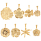 8Pcs 8 Styles 304 Stainless Steel Pendants, Flower Charm, Real 18K Gold Plated, 20.5~38x17.5~35x4~9mm, Hole: 2.5~3x6.5~7mm, 1pc/style