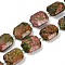 Natural Unakite Beads Strands, Faceted, Rectangle, with Seed Beads, 21~22x15~17x7~8mm, Hole: 1mm, about 16~20pcs/strand, 15.35~15.75''(39~40cm)