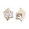Brass Pave Clear Cubic Zirconia Pendants, Cadmium Free & Nickel Free & Lead Free, Heart with Rectangle, Real 18K Gold Plated, 18.5x13x5.5mm, Hole: 1.4mm