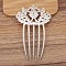 Alloy Hair Comb Findings, Cabochon Settings, Flower, Silver, 102x63mm