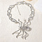 Alloy Crystal Rhinestone Halloween Spider Pendant Figaro Chain Necklaces, Platinum, 16.61 inch(42.2cm)