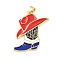 Brass with Enamel Pendants, Boot with Hat Charms, Golden, 27.5x23x2mm, Hole: 5x3.5mm
