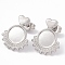 Non-Tarnish 304 Stainless Steel Stud Earring Findings, Heart with Round Tray Earring Settings, with Ear Nuts, Stainless Steel Color, 17x14mm, Pin: 0.6mm, Tray: 8mm