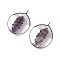 Natural Amethyst Big Pendants, with Brass Findings, Teardrop, 69~71x49~51.5x15~18mm, Hole: 5x6mm