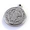 Non-Tarnish 304 Stainless Steel Pendants, Two-Sided Flat Round with San Benito, Stainless Steel Color, 19.5x16x2mm, Hole: 1.5mm