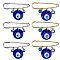6Pcs Stainless Steel Safety Pins, with Alloy Enamel & Evil Eye Pendants, Golden, 42mm, 3pcs/style