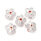 Handmade Silver Foil Glass Lampwork Beads, Flower, Clear, 14~14.5x14.5~15x8~9mm, Hole: 1.4~1.6mm