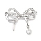 Brass Micro Pave Clear Cubic Zirconia Pendants, Cadmium Free & Nickel Free & Lead Free, Bowknot Charms, Platinum, 16.5x22x4mm, Hole: 1mm