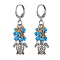 Tibetan Style Alloy Dangle Leverback Earrings, Glass Seed Cluster Earrings, Turtle, 42.5mm