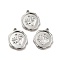 Tarnish Resistant 304 Stainless Steel Pendant Rhinestone Settings, Flat Round with Palm & Foot Print, Stainless Steel Color, Fit for 1mm Rhinestone, 20x16x2.5mm, Hole: 1.4mm
