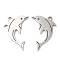 Non-Tarnish 304 Stainless Steel Pendants, Dolphin Charm, Stainless Steel Color, 21.5x14x1.5mm, Hole: 1.8mm