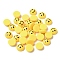 Opaque Resin Cabochons, Half Round with Smile Face, Yellow, 10x4.5mm