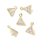 Brass Micro Pave Cubic Zirconia Triangle Charms, Nickel Free, Real 18K Gold Plated, Clear, 8x6.5x3mm, Hole: 1mm