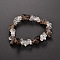 Chips Gemstone Beaded Stretch Bracelets, Smoky Quartz, 50mm