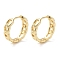 Brass Chain Charm Hoop Earrings for Women, Real 18K Gold Plated, 17x18.5mm