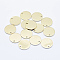 Brass Charms, Long-Lasting Plated, Real 18K Gold Plated, Nickel Free, Flat Round, 14x1mm, Hole: 1.5mm
