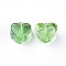 Resin Pendants, Transparent, with Iron Findings, Heart, Platinum, Green, 17x17x10.5mm, Hole: 1.8mm