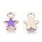 Alloy Enamel Star Charms, Cadmium Free & Nickel Free & Lead Free, Light Gold, Pentagram, Medium Purple, 9x6.5x1mm, Hole: 1.4mm