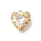 Brass Micro Pave Cubic Zirconia Pendants, Heart Charms, Real 14K Gold Plated, 13x11.5x6.5mm, Hole: 1.4mm