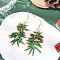 304 Stainless Steel Glass Seed Beads Christmas Tree Dangle Earrings, Golden, Green, 81.5mm