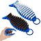 2Pcs 2 Colors Bristle with Silicone Brush, Cleaning Tool, Fish Shape, Mixed Color, 190mm, 1pc/color