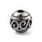 316 Surgical Stainless Steel Beads, Round with Letter S, Antique Silver, 6x5.5mm, Hole: 1.8mm
