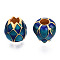 Alloy Enamel Beads, Matte Style, Cadmium Free & Lead Free, Large Hole Beads, Flower, Dark Blue, 9x9.5x9.5mm, Hole: 4mm
