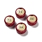 Printed Opaque Acrylic Beads, Apple, Dark Red, 16x9mm, Hole: 2.8mm