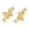 Brass Micro Pave Clear Cubic Zirconia Fold Over Clasps, Nickel Free, Butterfly, Real 14K Gold Plated, 31.5mm, Clasp: 11x6.5x6mm, Inner Diameter: 4.5mm, Hole: 1.2mm, Butterfly: 13x17x6.5mm