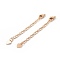 Brass Chain Extender, Long-Lasting Plated, Real 18K Gold Plated, Nickel Free, Heart, 50~55x4mm