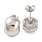Non-Tarnish 304 Stainless Steel Stud Earrings, Oval, Stainless Steel Color, 14x11mm