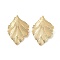 304 Stainless Steel Stud Earrings, Leaf, Real 14K Gold Plated, 35x24mm