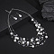 Alloy & Resin & Plastic Pearl Round Beaded Multilayer Necklace & Dangle Earring Sets, Platinum, White, 440mm