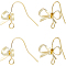 20Pcs Brass Earring Hooks, with Horizontal Loop and 925 Sterling Silver Pin, Bowknot, Real 14K Gold Plated, 16.5x14x15mm, Hole: 2mm, Pin: 0.7mm