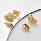 Серьги-гвоздики из латуни с микропаве из прозрачного кубического циркония EJEW-K299-01G-L-2