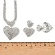 Комплект из серег-гвоздиков и ожерелий с подвесками в форме сердца из латуни и страз для женщин SJEW-M102-08S-3